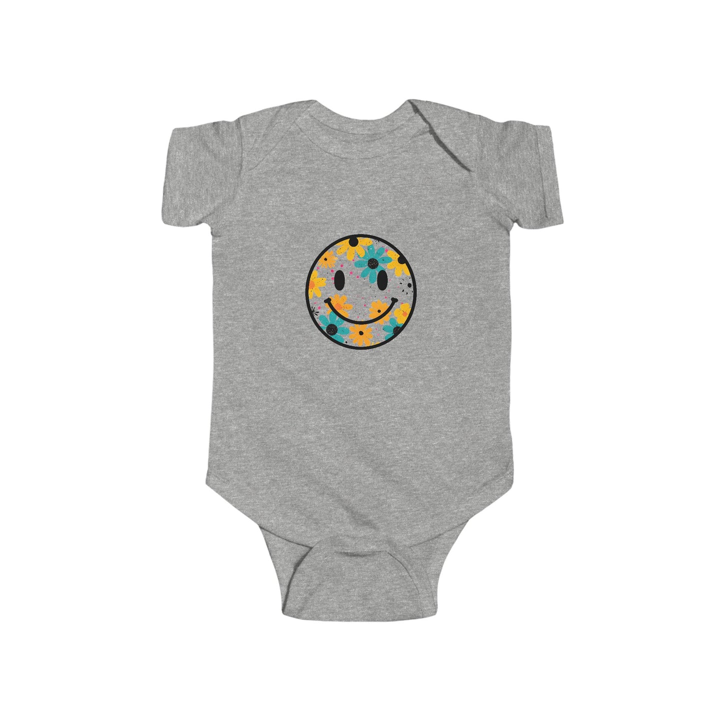 Floral Smile Baby Bodysuit — Cute Flower Smiley Infant Onesie