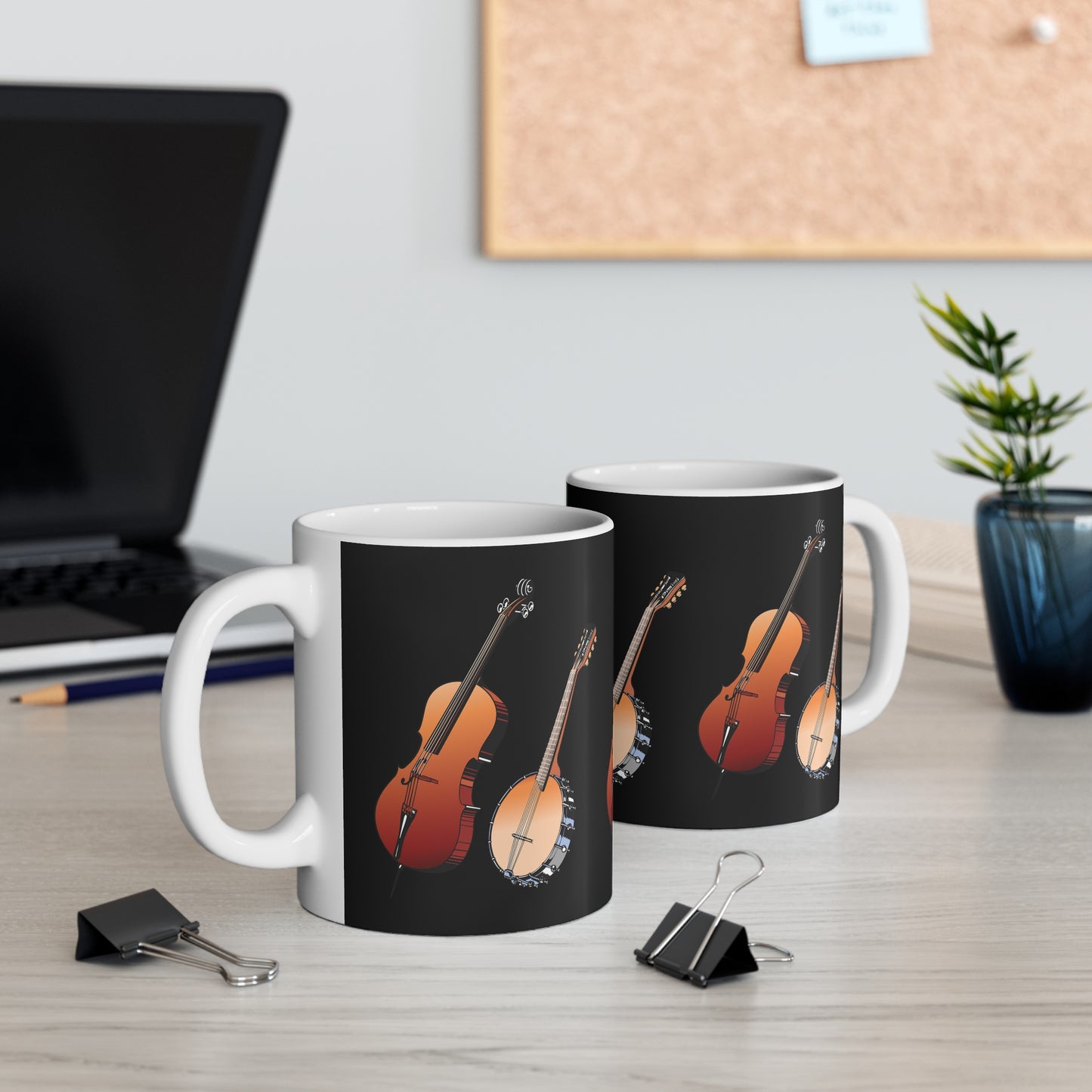Musical Instrument Mug, Perfect Gift for Musicians, Coffee Lover's Companion, Unique Banjo Design, Music Themed Drinkware