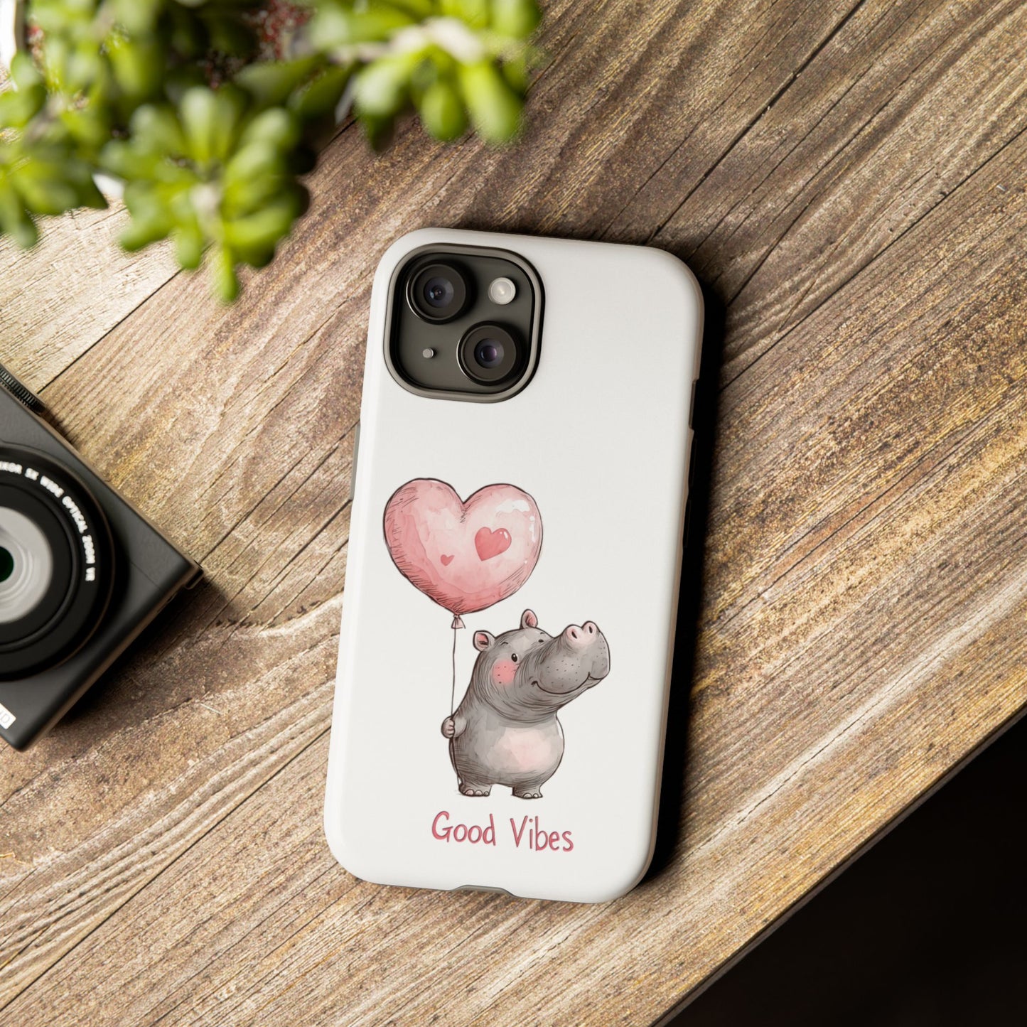 Cute Hippo Phone Case - Good Vibes Design, Animal Lover Gift, Fun Accessory, Birthday Present, Phone Accessories