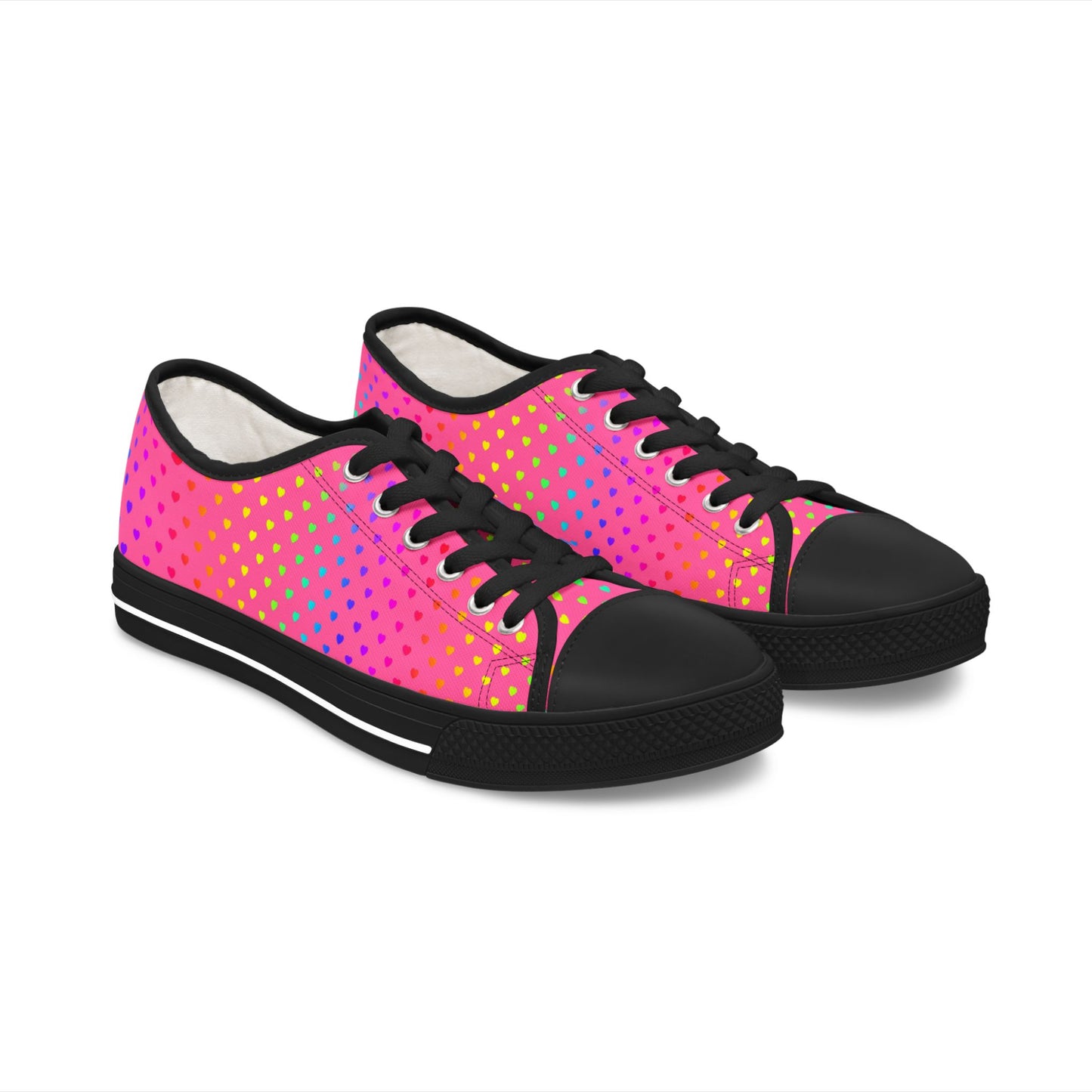 Low Top Sneakers — Pink Gradient Polka Dot Casual Shoes for Women