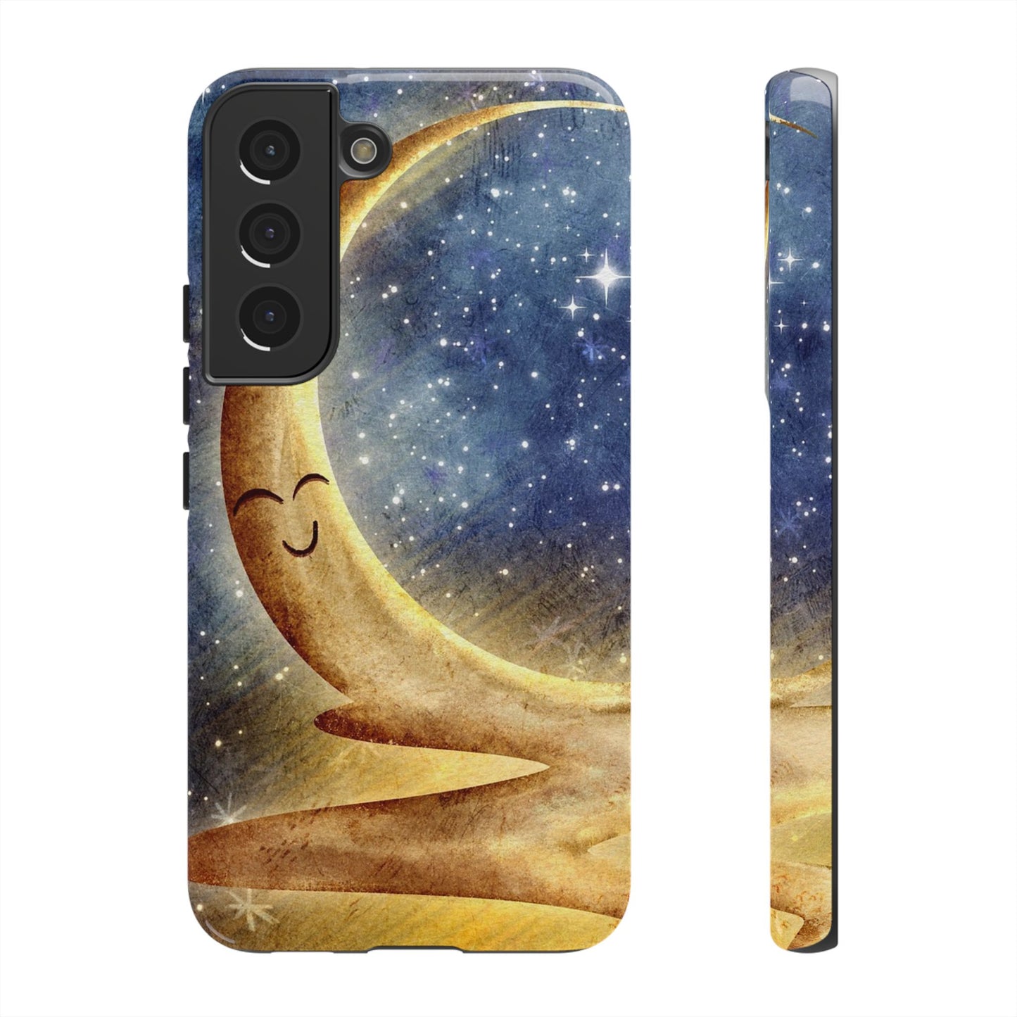 Moonlit Smile Phone Case — Starry Night Crescent Moon iPhone Cover