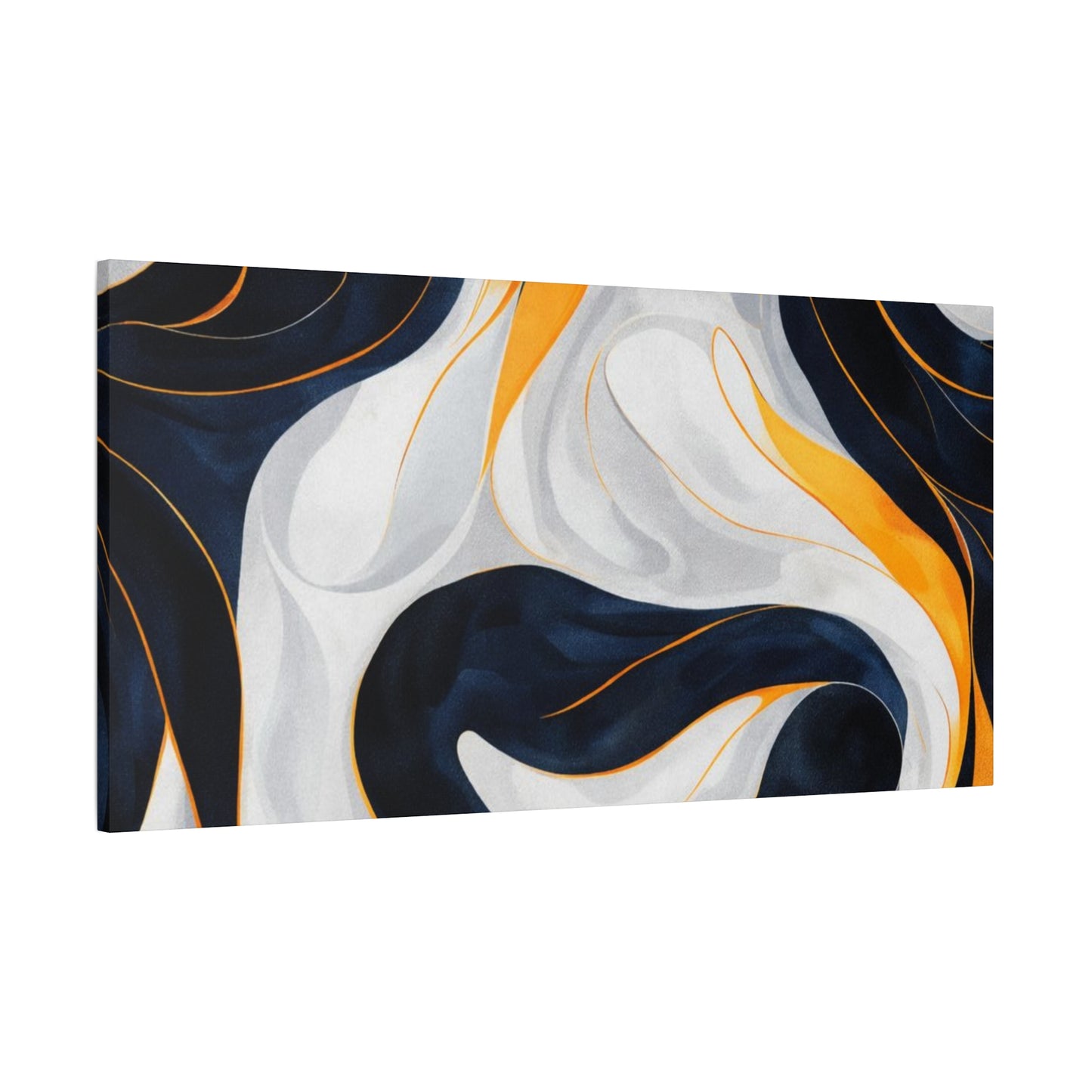 Abstract Navy & Gold Swirl Matte Canvas Wall Art