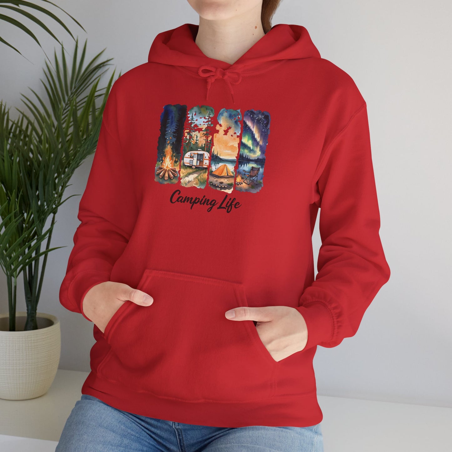 Camping Life Hoodie – Outdoor Illustrated Campsite Scenes