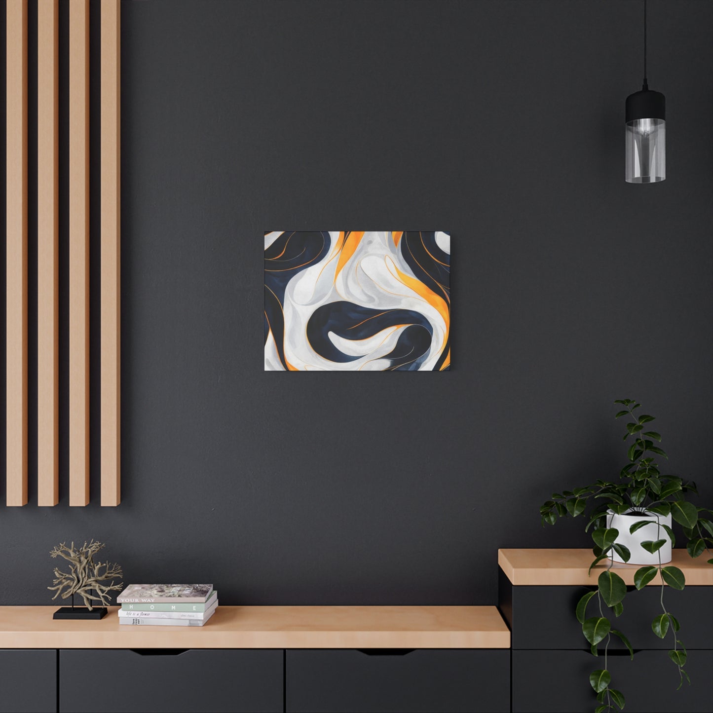 Abstract Navy & Gold Swirl Matte Canvas Wall Art