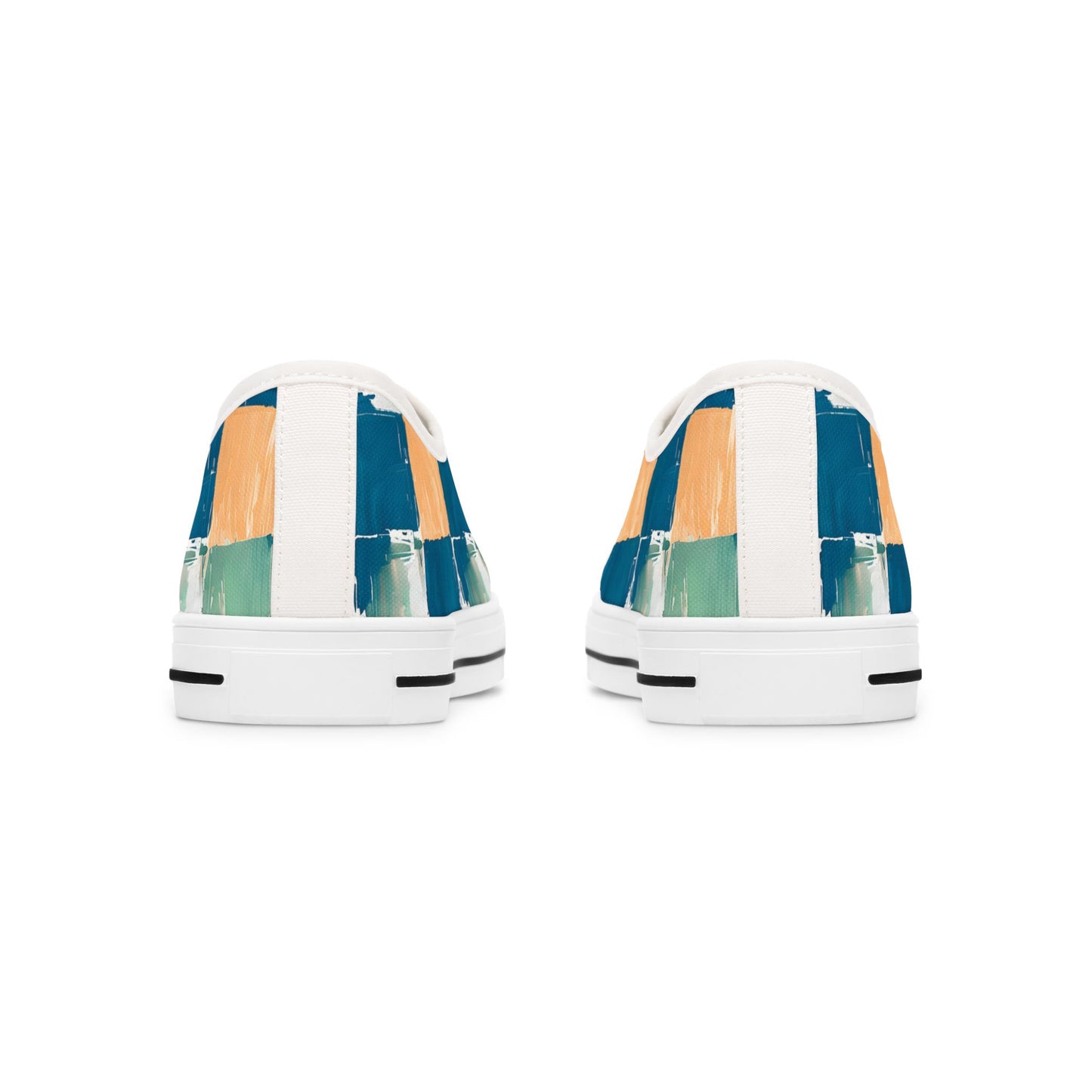 Canvas Sneakers — Hand-Painted Checkerboard in Teal, Orange & Mint