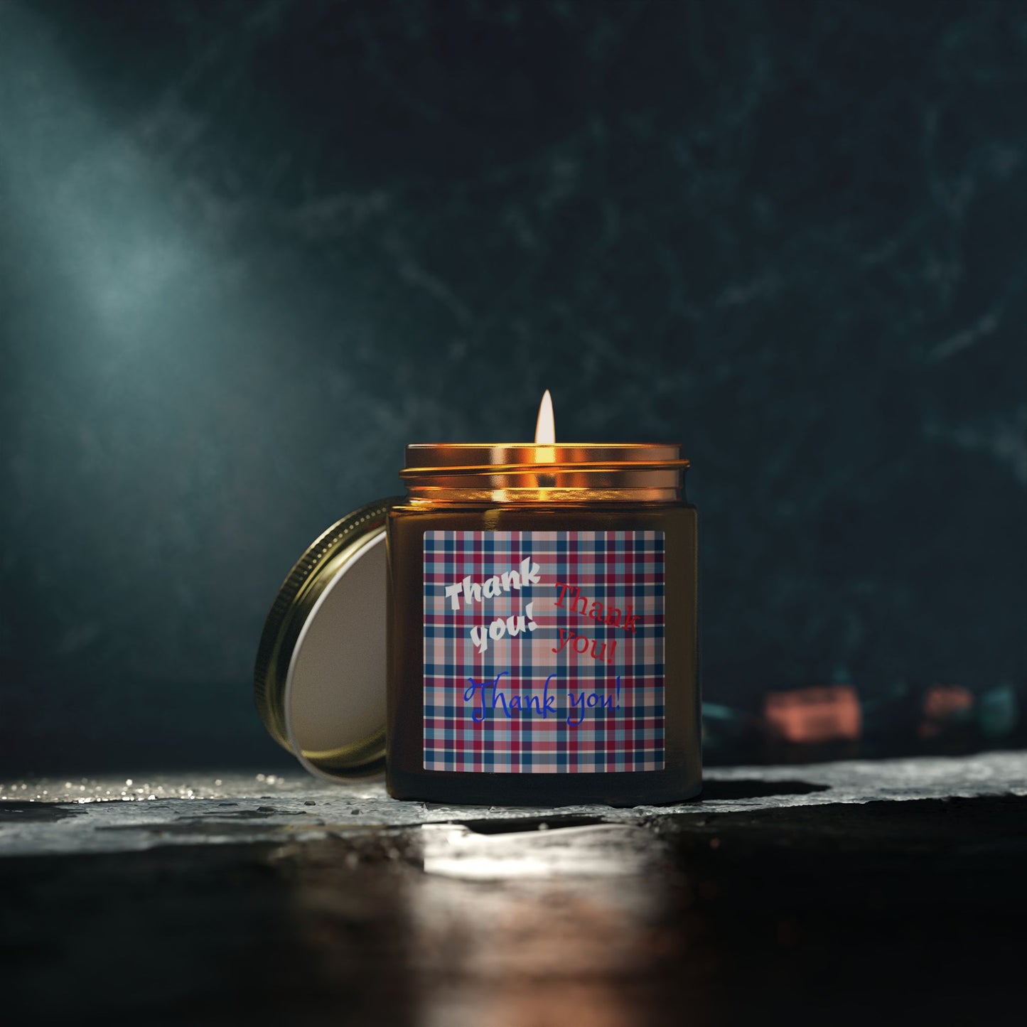 Thank You Plaid Candle — Coconut Apricot Scented Jar (4oz/9oz)