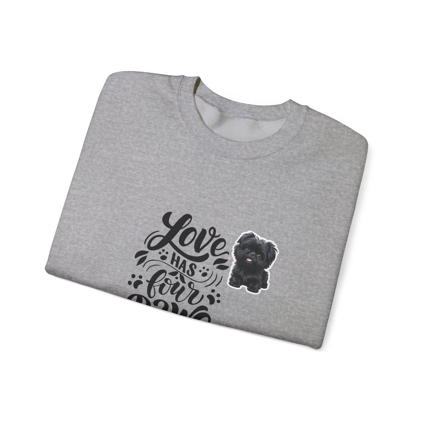 Crewneck Sweatshirt - "Love Has Four Paws" Dog Lover Graphic