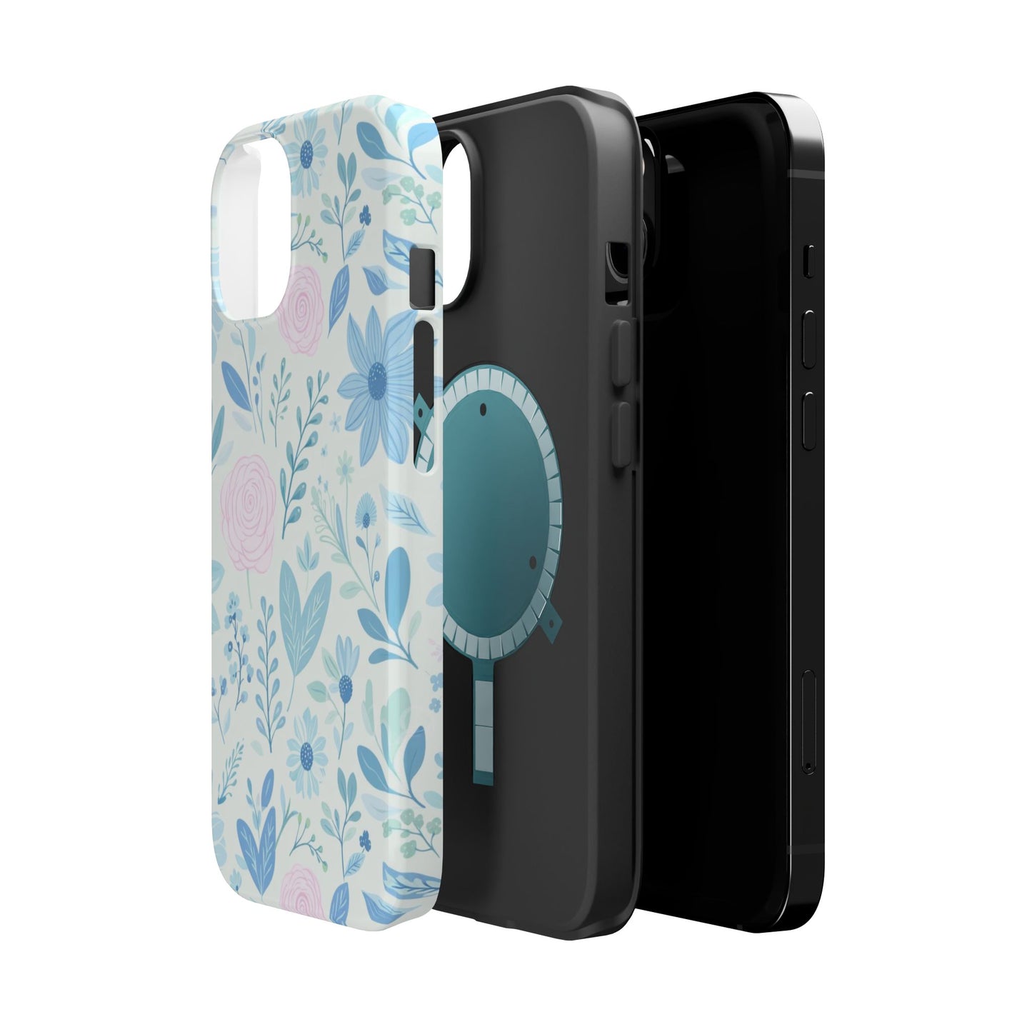 Floral Pastel Magnetic Impact Phone Case — Blue & Pink Botanical Design