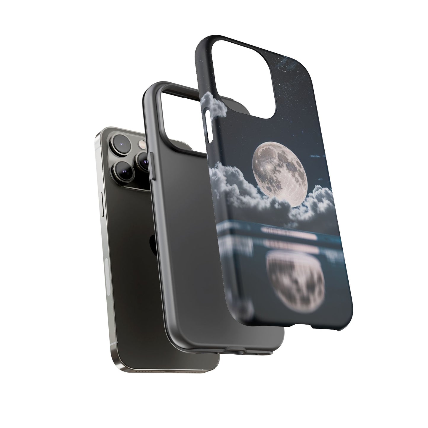 Moonlit Reflection Phone Case — Night Sky Moon & Clouds Tough Case