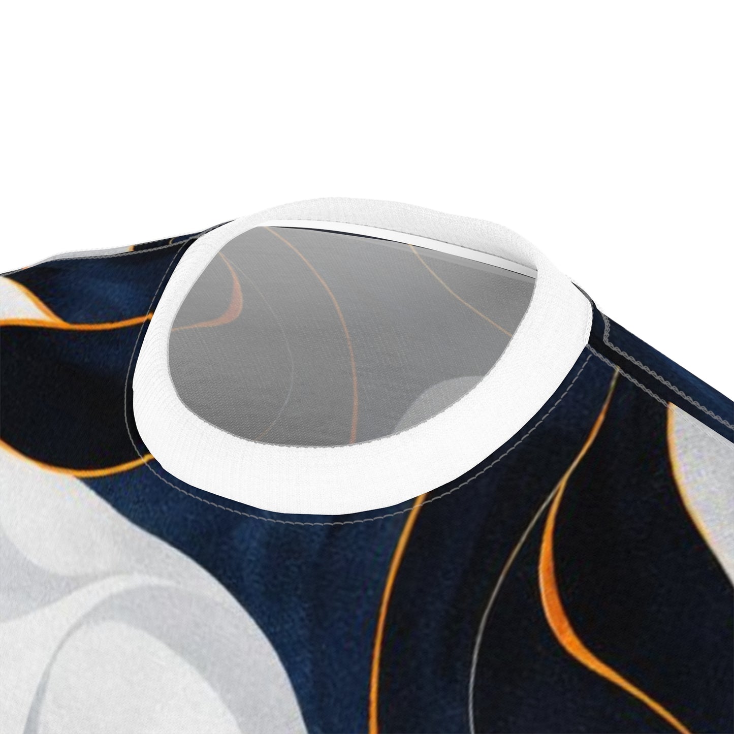 Abstract Marble Swirl Tee - Navy, White & Gold All-Over Print