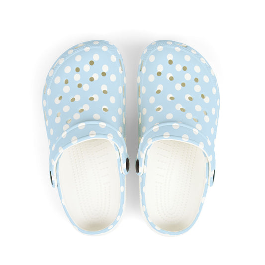 Kids Polka Dot EVA Foam Clogs — Light Blue Slip‑On Casual Shoes