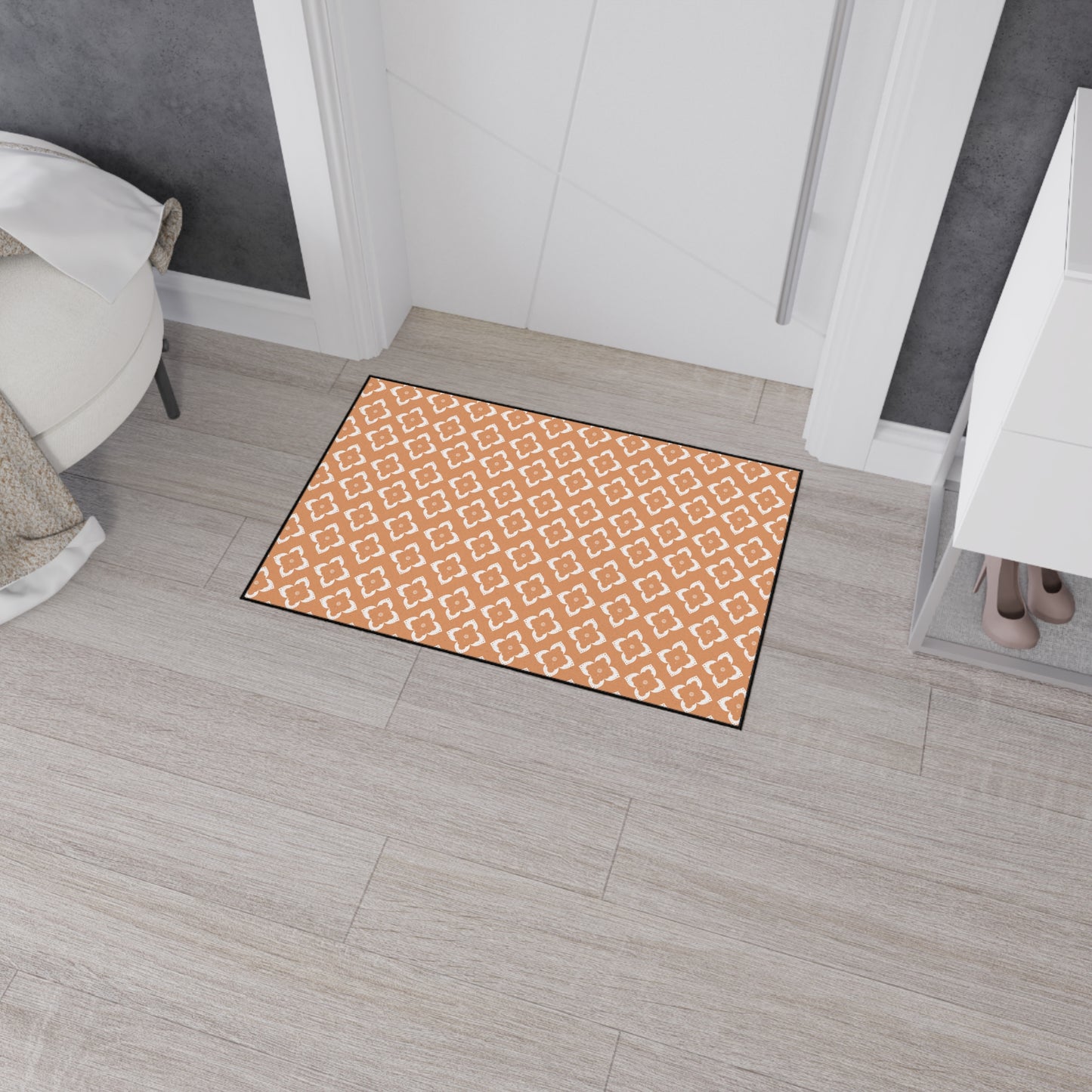 Heavy-Duty Floor Mat — Terracotta Moroccan Tile Pattern, Non-Slip Entry Rug