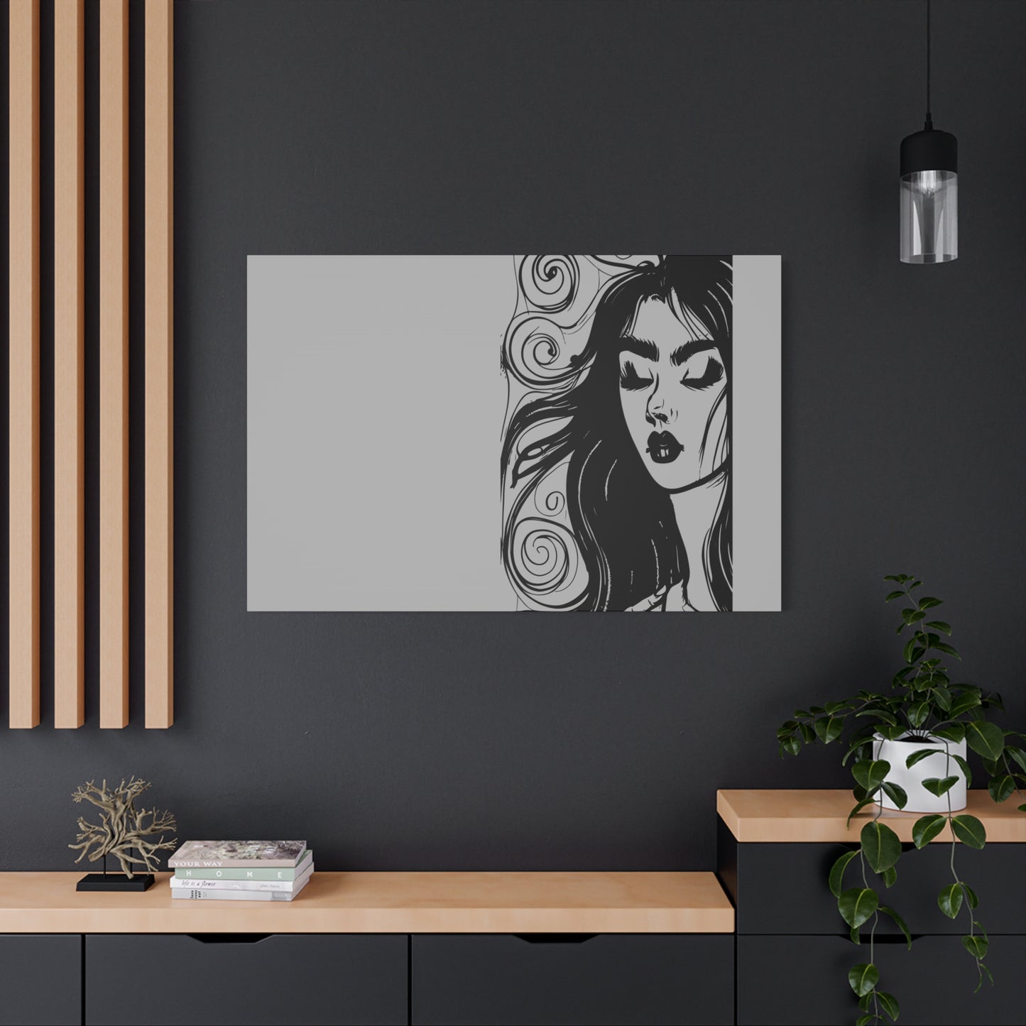 Gothic Woman Portrait Canvas Art — Matte Stretched Wall Decor