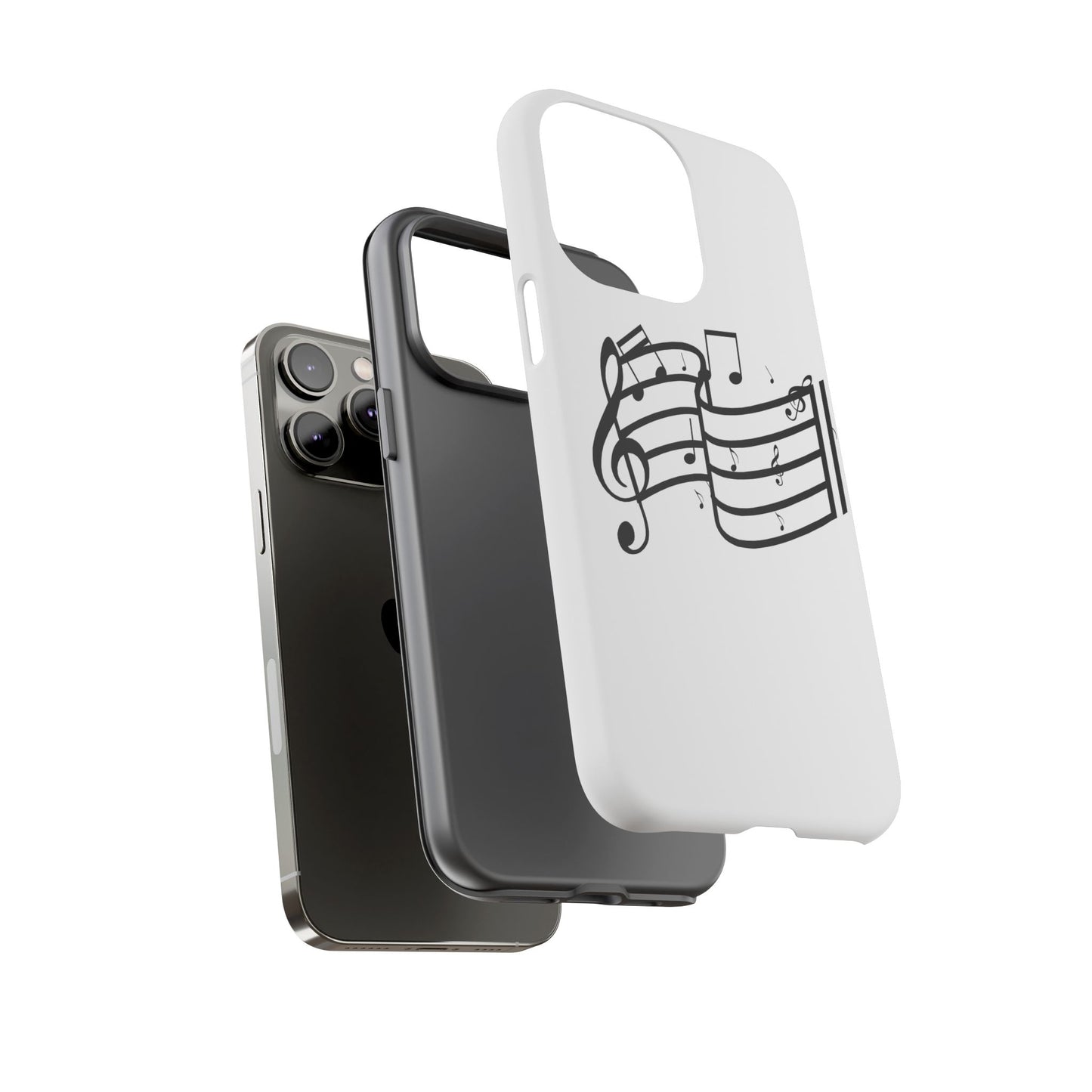 Musical Notes Phone Case — Black Treble Clef Music Staff Tough Case