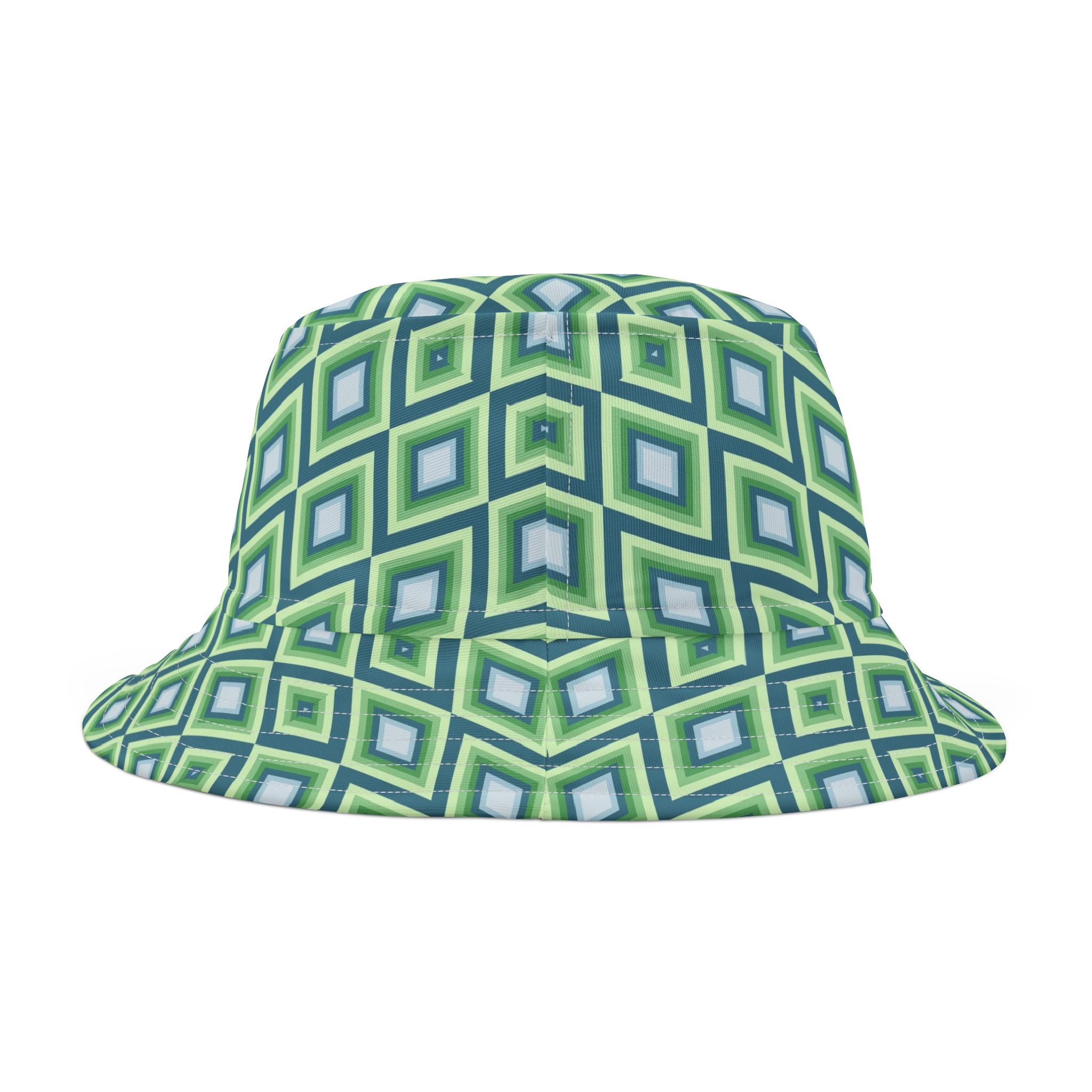 Green Geometric Diamond Pattern Bucket Hat