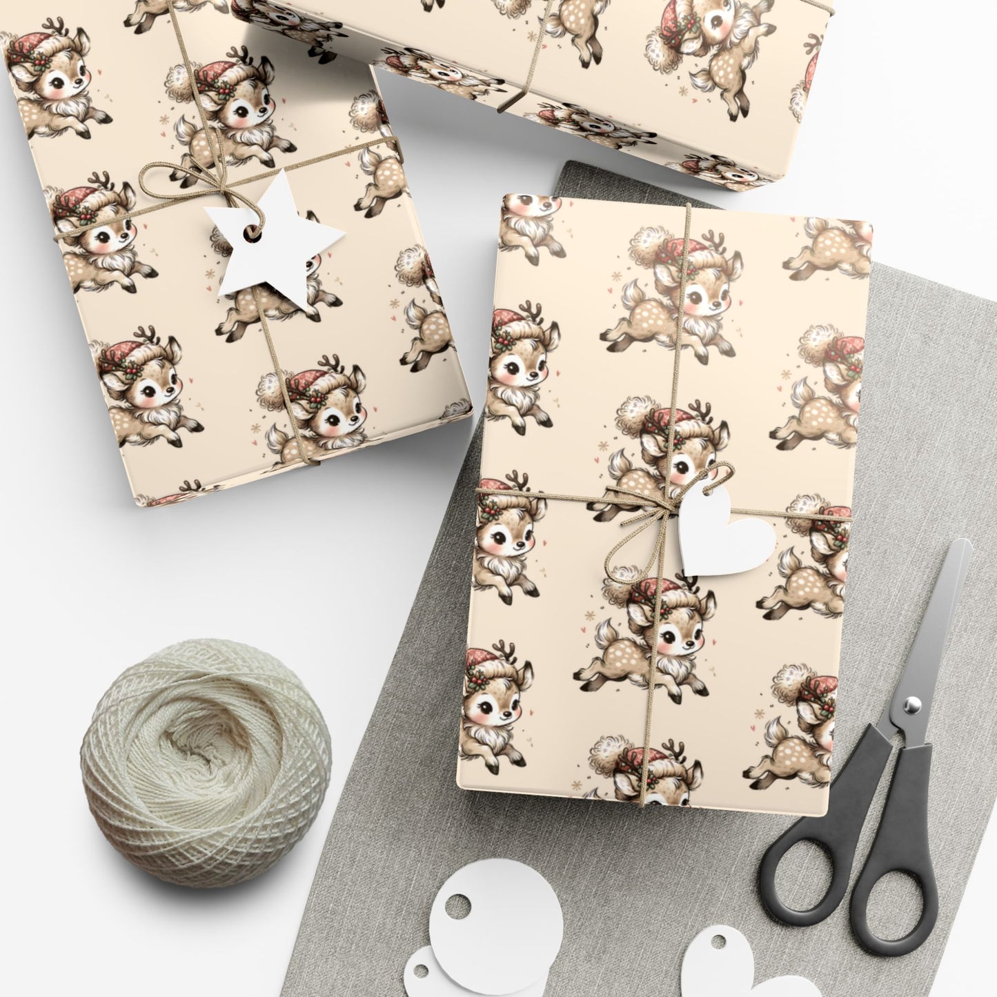 Gift Wrap Paper — Cute Retro Teddy Bear Pattern (Neutral Beige)