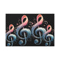 Musical Treble Clef Canvas Wall Art — Pastel Ribbon Notes on Black