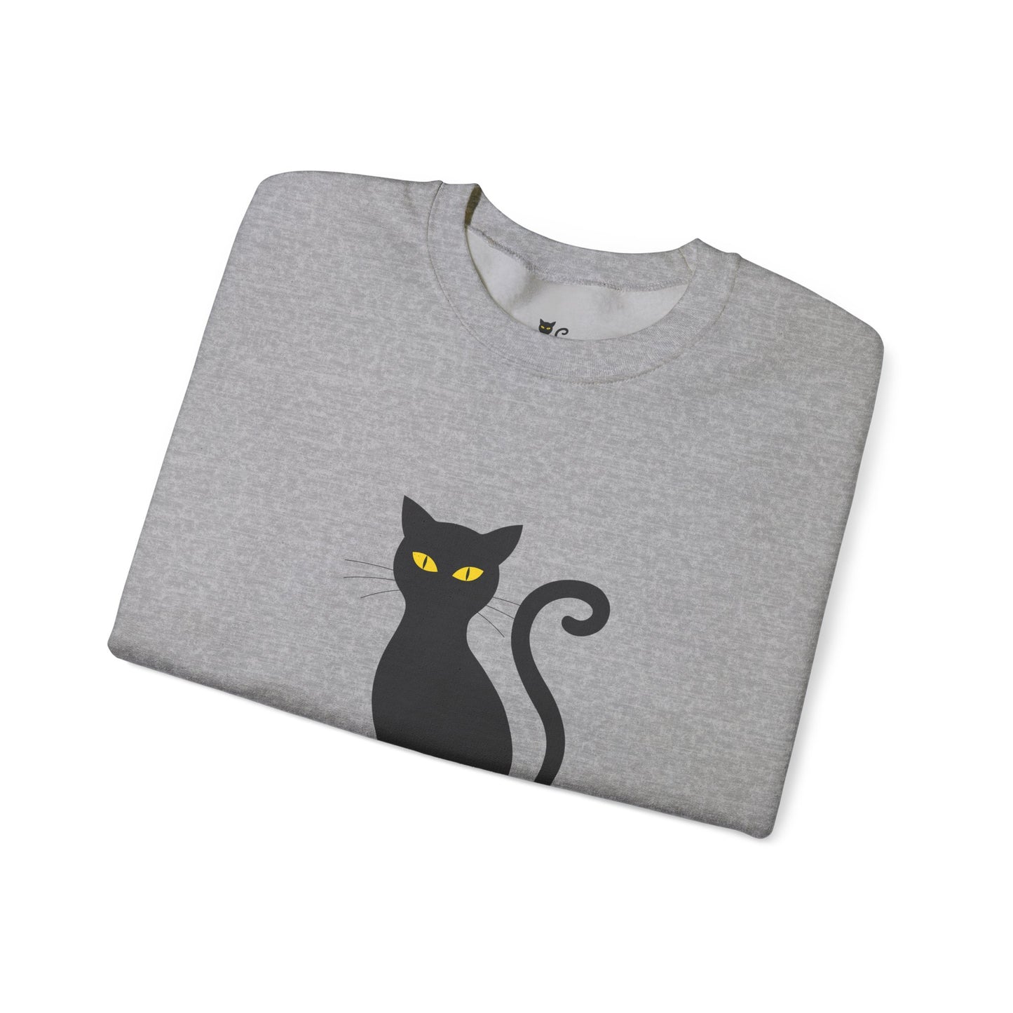 Black Cat Crewneck Sweatshirt — Cute Witchy Halloween Cat Pullover