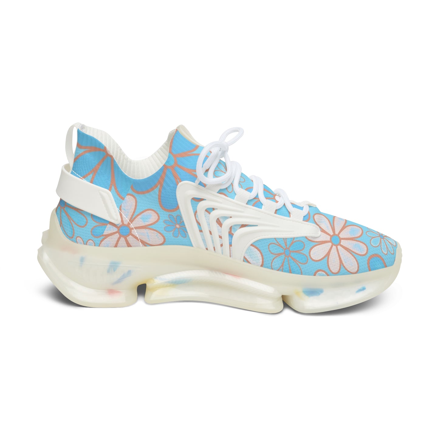 Women's Floral Mesh Sneakers, Trendy Athletic Shoes, Comfortable Running Sneakers, Floral Print Sneakers, Spring Fashion Shoes