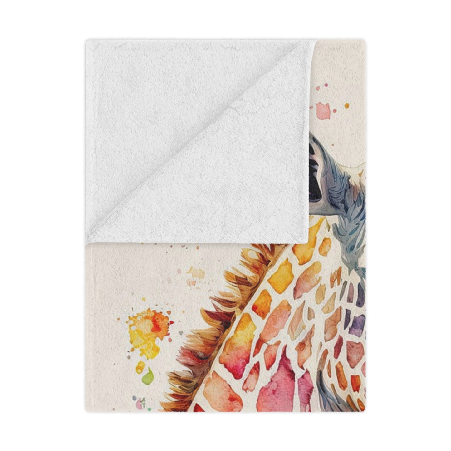 Watercolor Giraffe Minky Blanket — Soft Colorful Animal Throw for Kids & Nursery