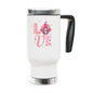 Love Floral Travel Mug — 14oz Stainless Steel Handle Tumbler