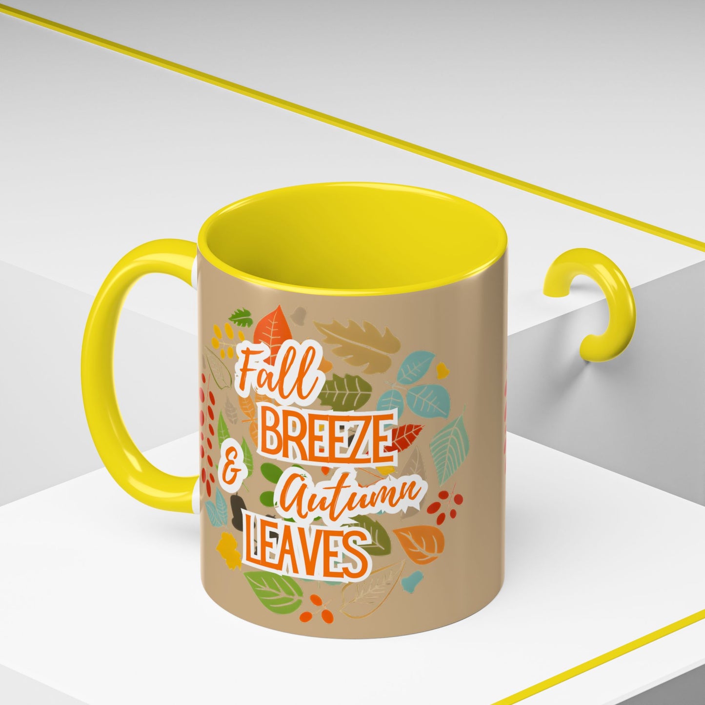 Fall Breeze & Leaves Coffee Mug, Autumn Mug, Seasonal Drinkware, Cozy Kitchen Decor, Perfect Gift for Fall Lovers