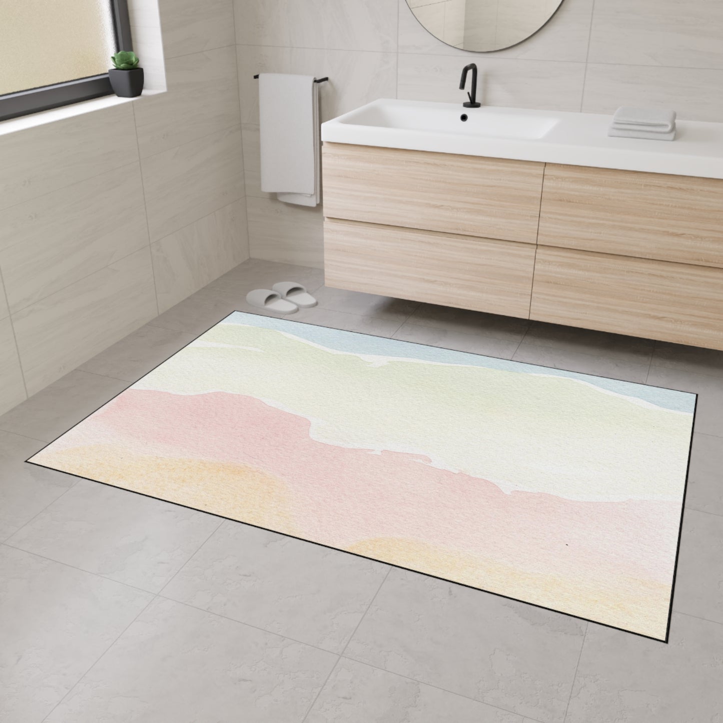 Pastel Watercolor Heavy Duty Floor Mat — Soft Ombre Entry Rug