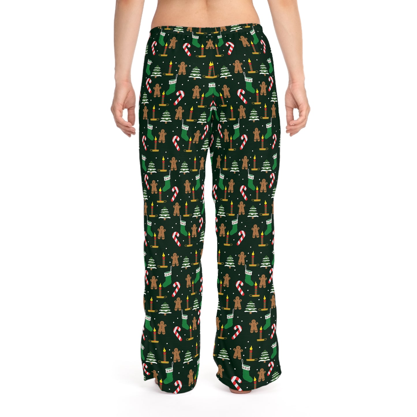 Christmas Gingerbread & Candy Cane Women’s Pajama Pants — Holiday Sleepwear