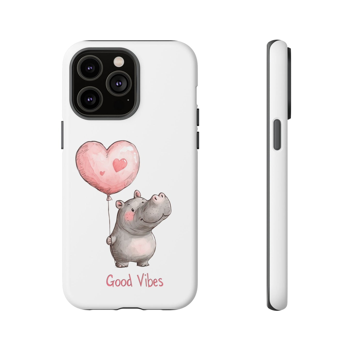 Cute Hippo Phone Case - Good Vibes Design, Animal Lover Gift, Fun Accessory, Birthday Present, Phone Accessories
