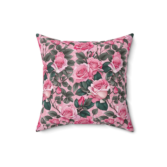 Floral Decorative Pillow, Cozy Home Accent, Pink Rose Cushion, Gift for Her, Living Room Decor, Spring Home Decor