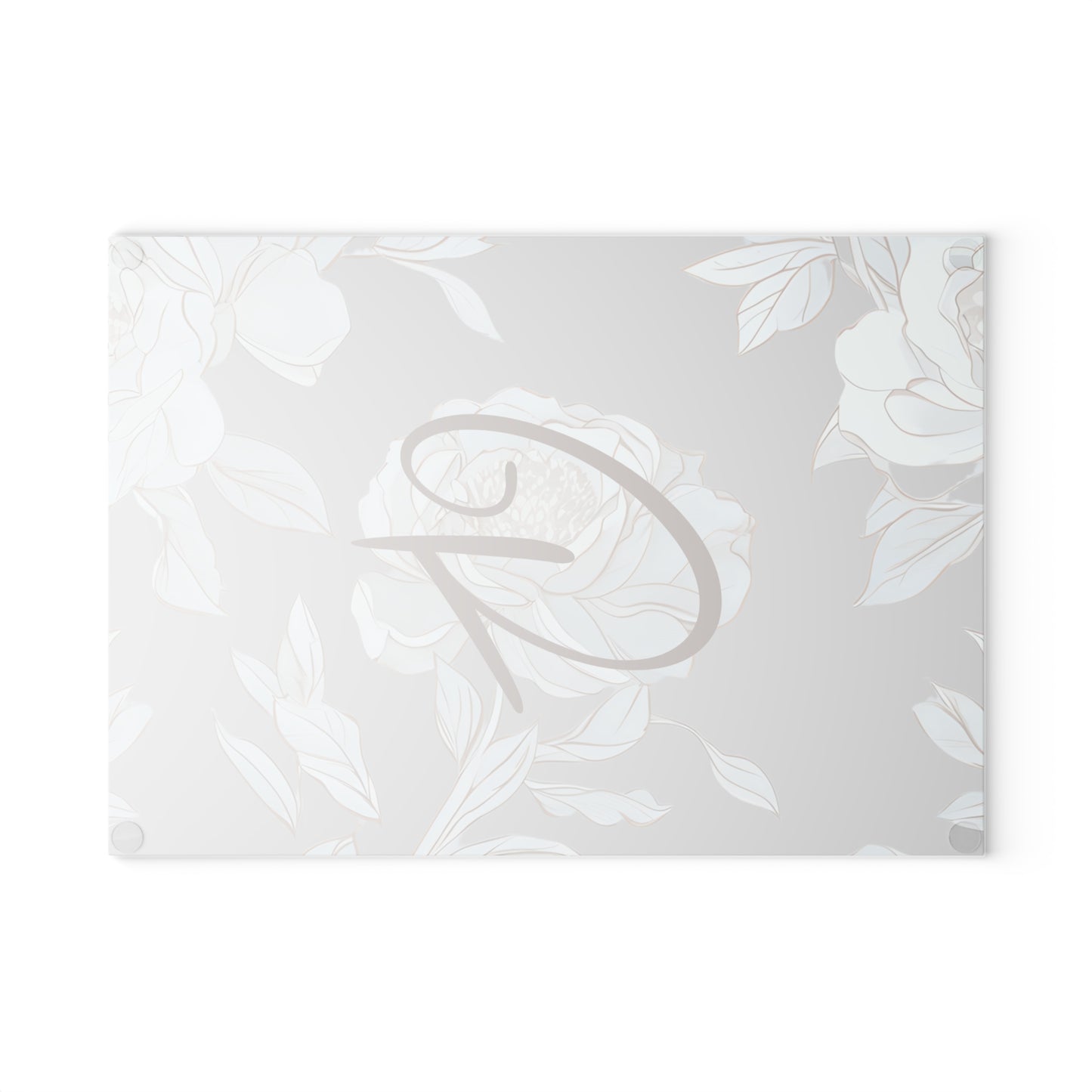 Personalized Floral Glass Cutting Board Letter G