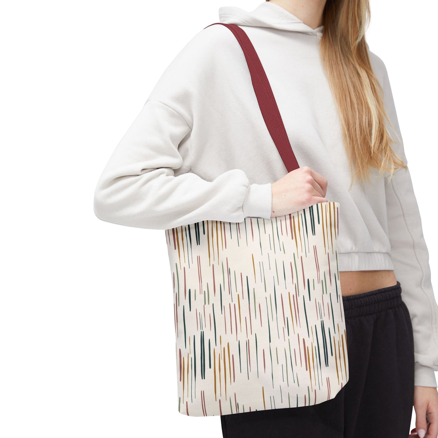 Earth Tones Abstract Stripe Tote Bag — Minimalist Boho Canvas Shopper