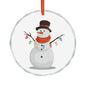Crystal Ornament — Festive Snowman Heart Glass Ornament