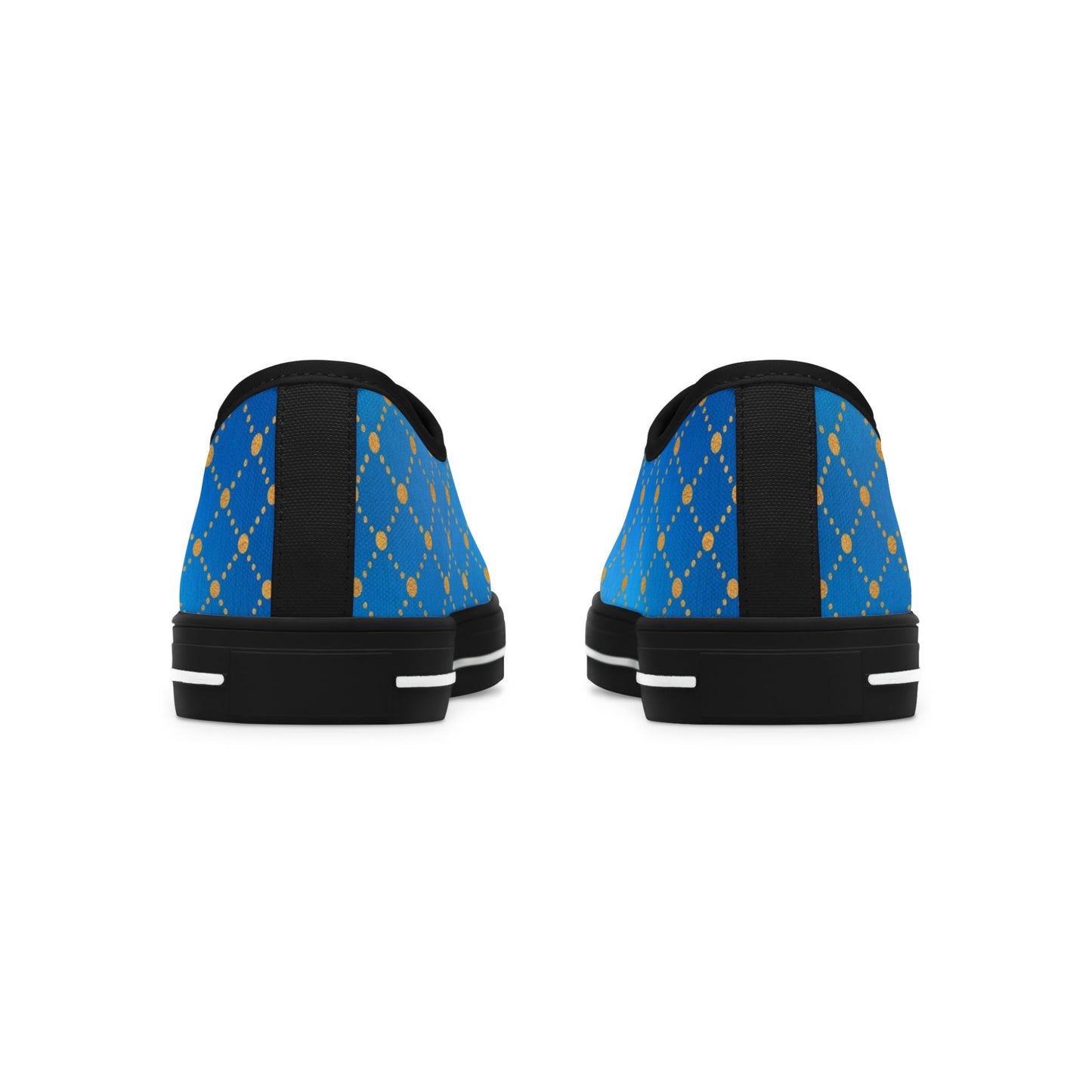 Blue Gold Lattice Low Top Sneakers