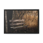 Framed Matte Canvas Print — Autumn Park Bench Photography