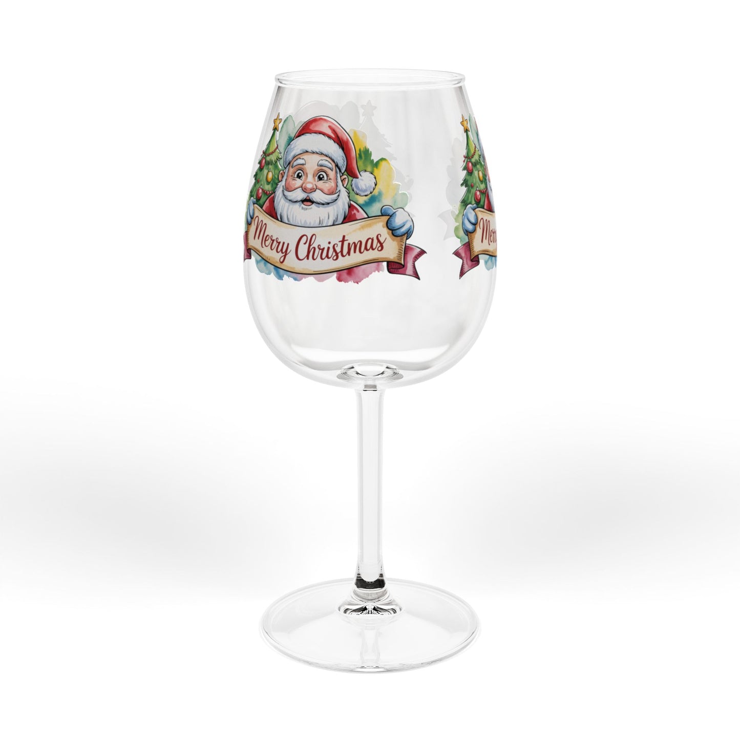 Christmas Santa Wine Glass — 12oz Merry Christmas Holiday Stemmed Glass