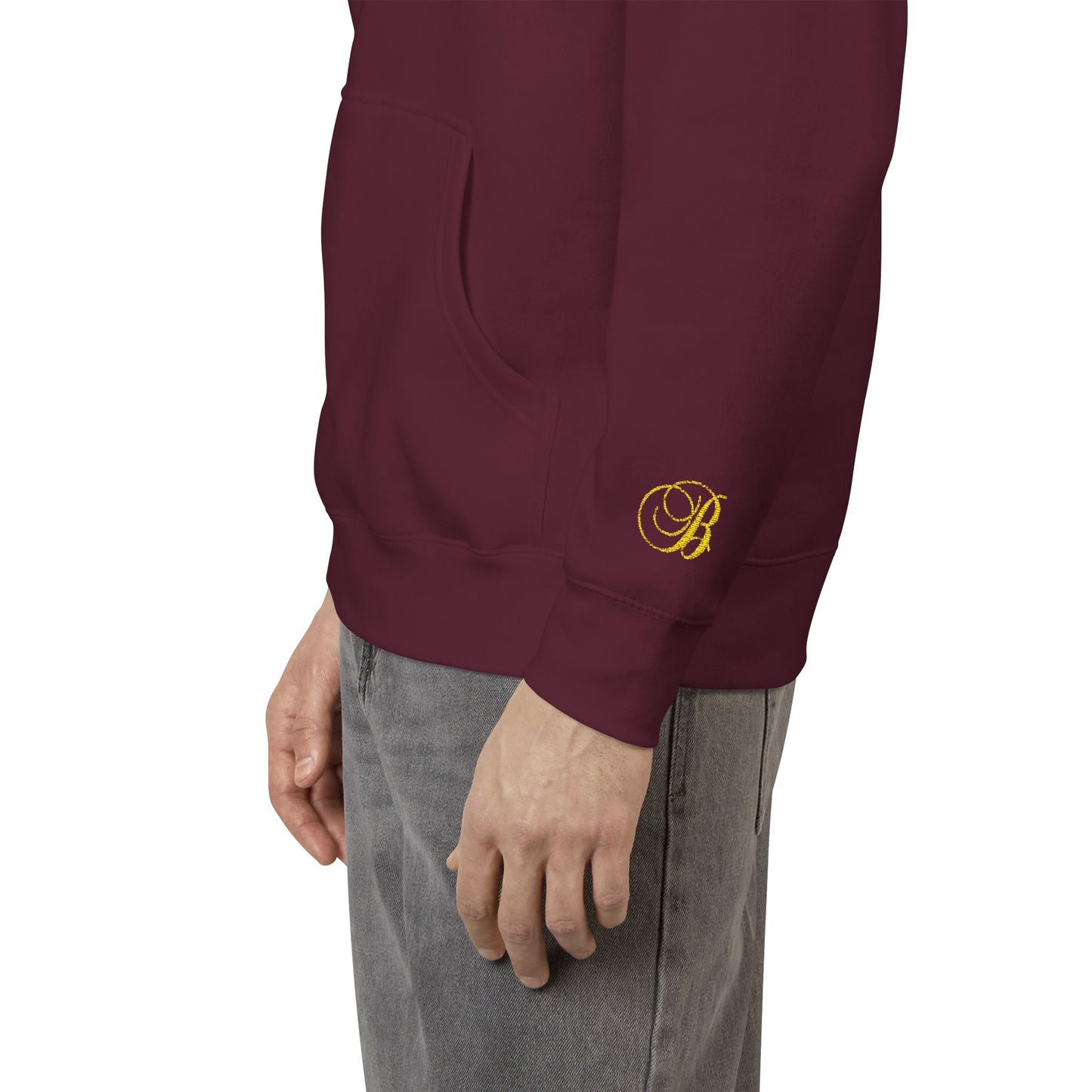 Coral Gold Floral Initial Hoodie — Monogram 'B' Casual Pullover