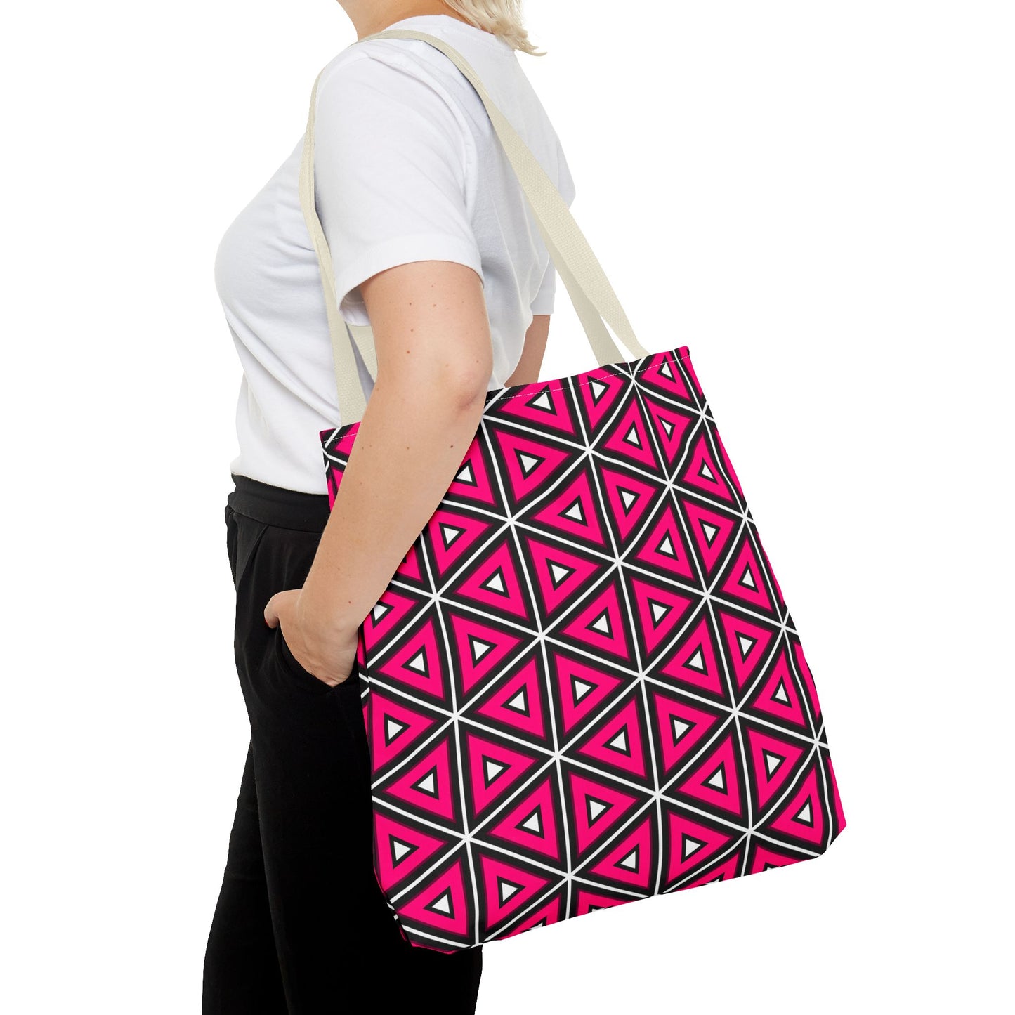 Vibrant Geometric Tote Bag, Trendy Shopping Tote, Cute Carry-All