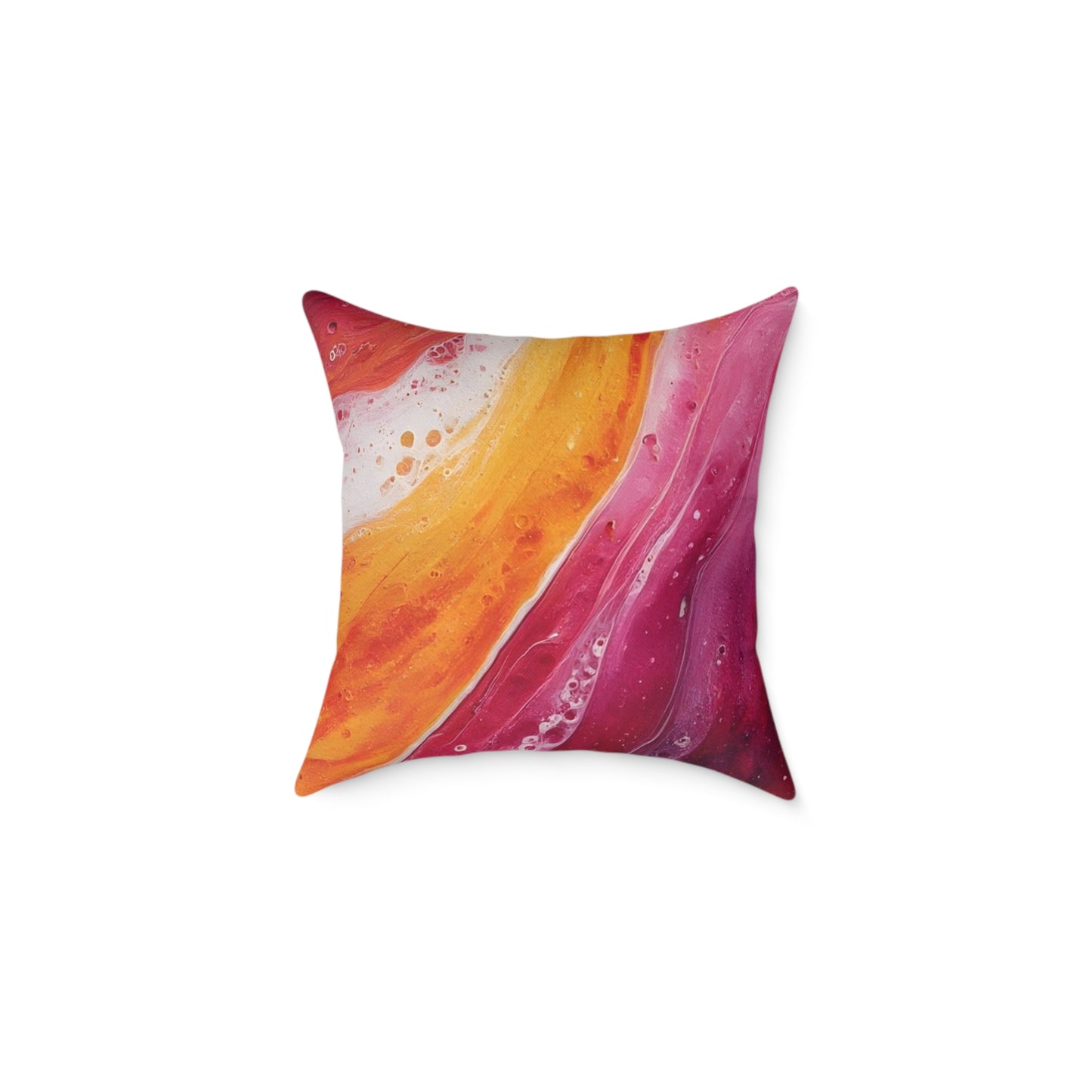 Abstract Sunset Waves Pillow — Vibrant Pink & Orange Decorative Throw Cushion