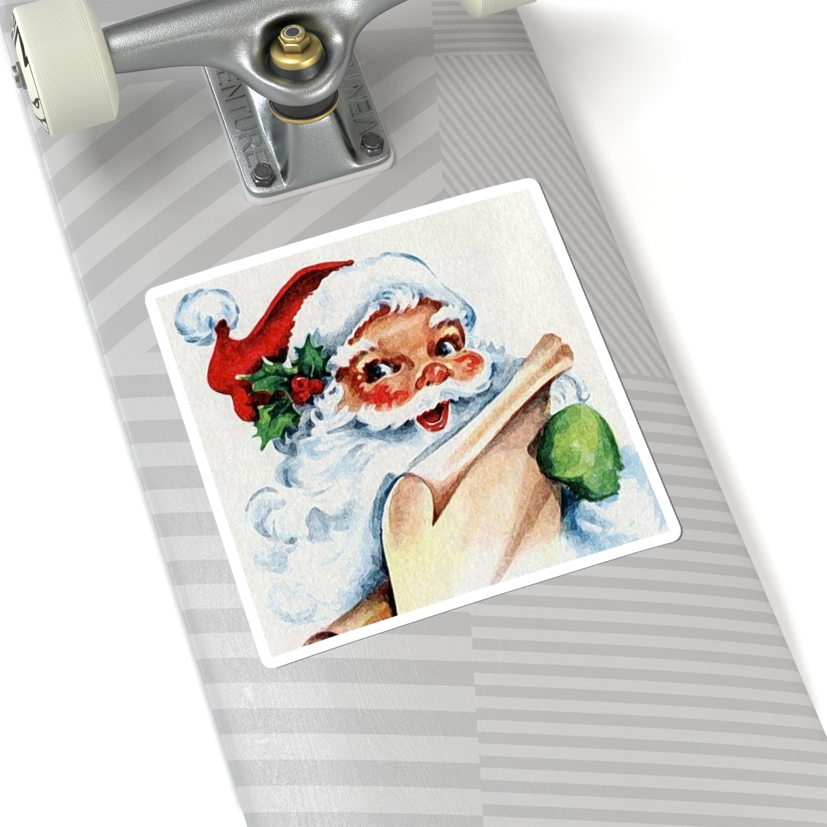 Vintage Santa Sticker — Retro Christmas Kiss-Cut Decal