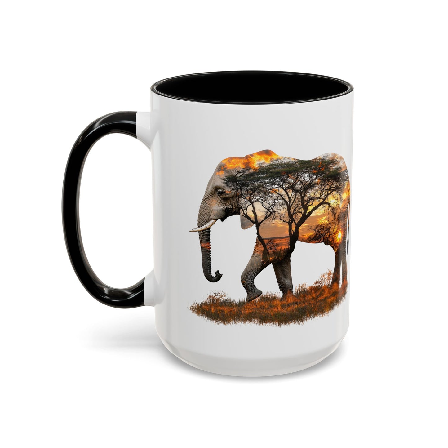 Elegant Elephant Accent Coffee Mug - Nature Lover Gift, Animal Lover Mug