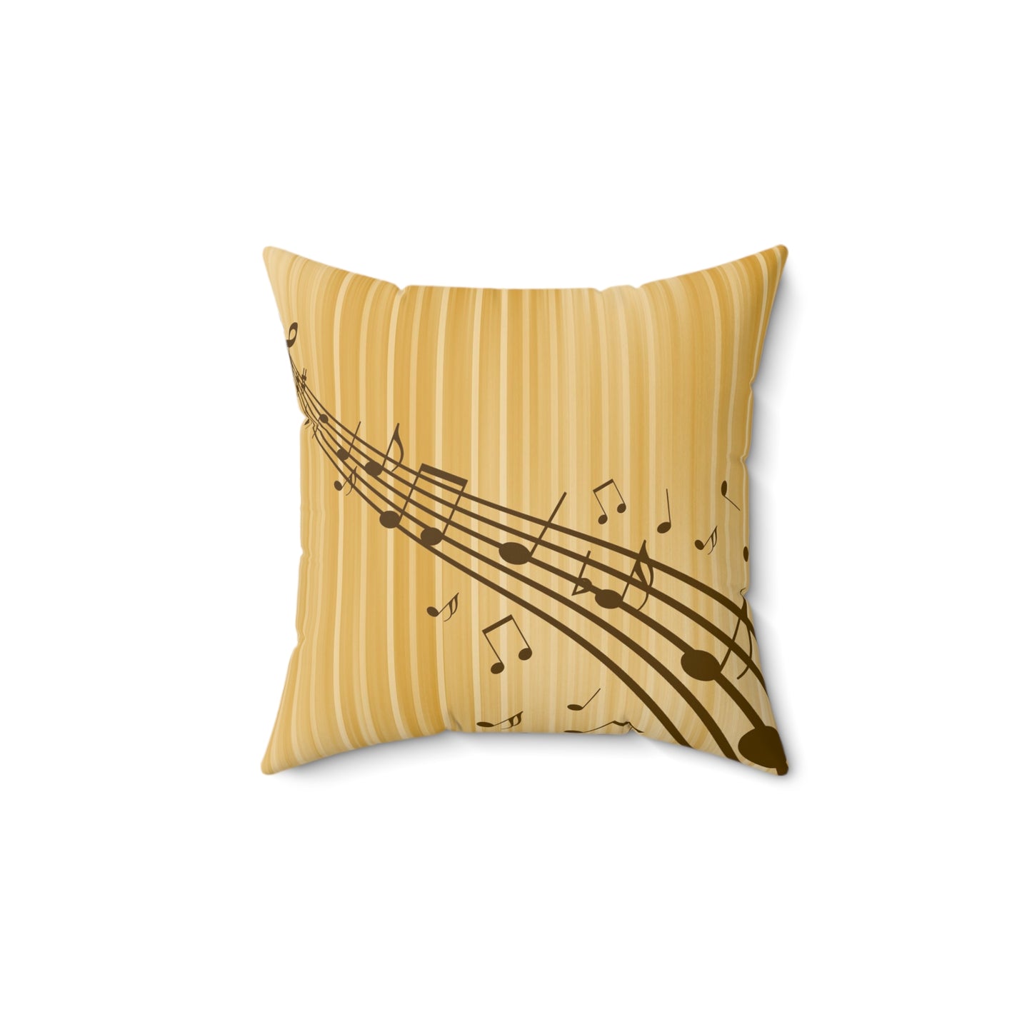 Music Notes Decorative Throw Pillow — Golden Sheet Music Accent Cushion