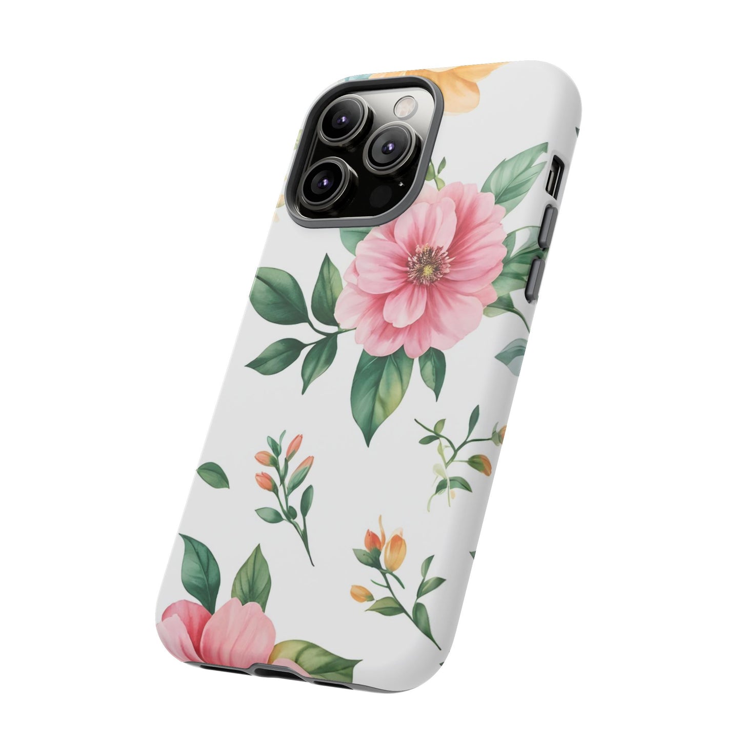 Floral Tough Phone Case — Pink Peony Protective Phone Cover