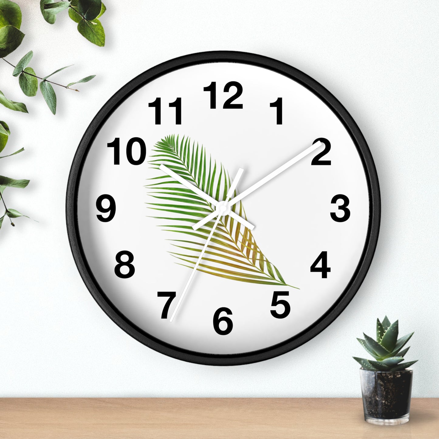 Tropical Palm Leaf Wall Clock – Minimal Botanical Home Decor