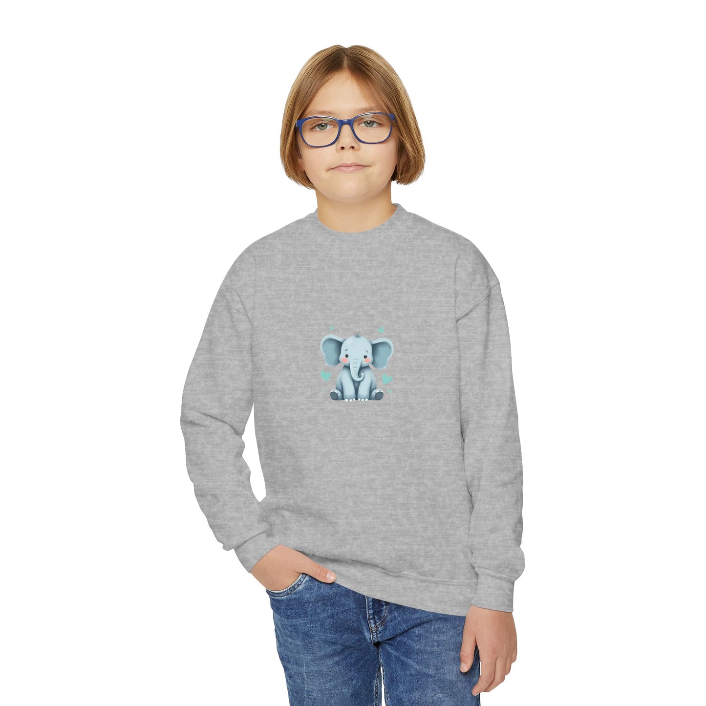 Adorable Elephant Youth Crewneck Sweatshirt