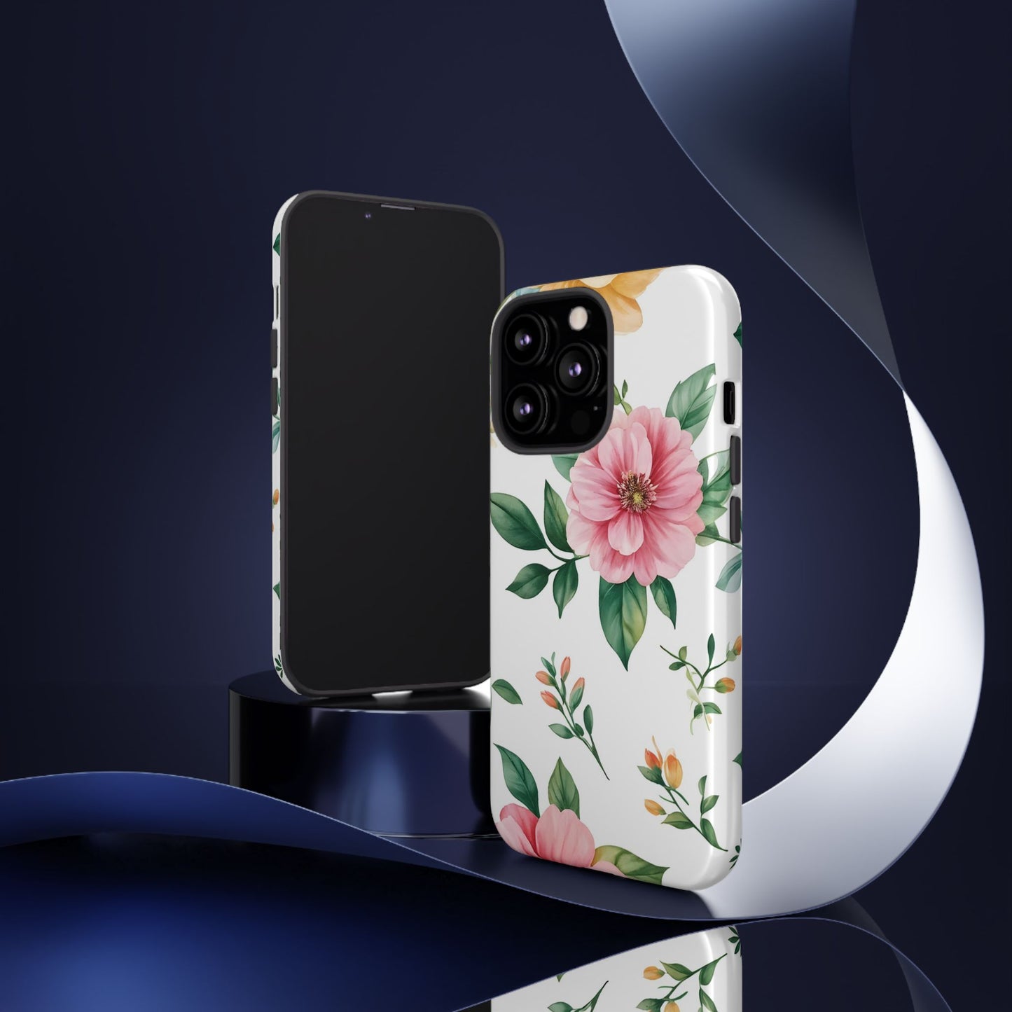 Floral Tough Phone Case — Pink Peony Protective Phone Cover
