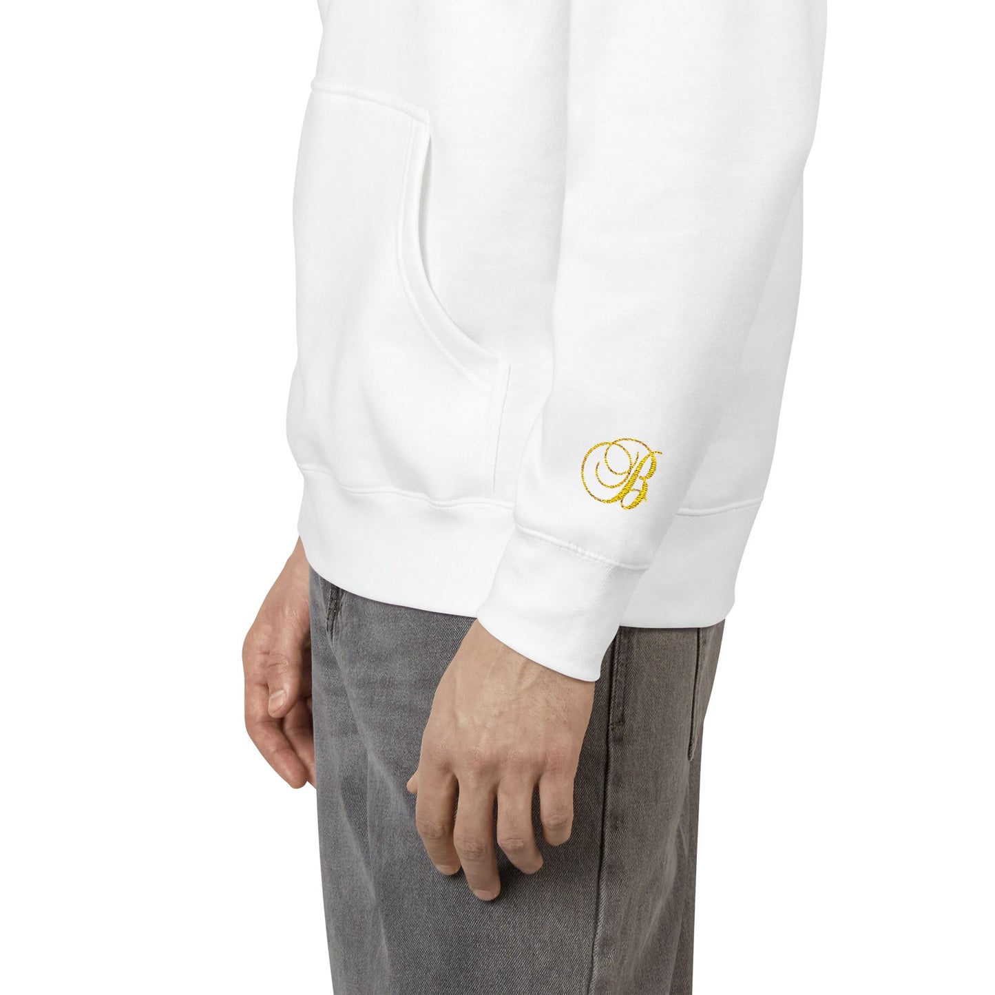 Coral Gold Floral Initial Hoodie — Monogram 'B' Casual Pullover