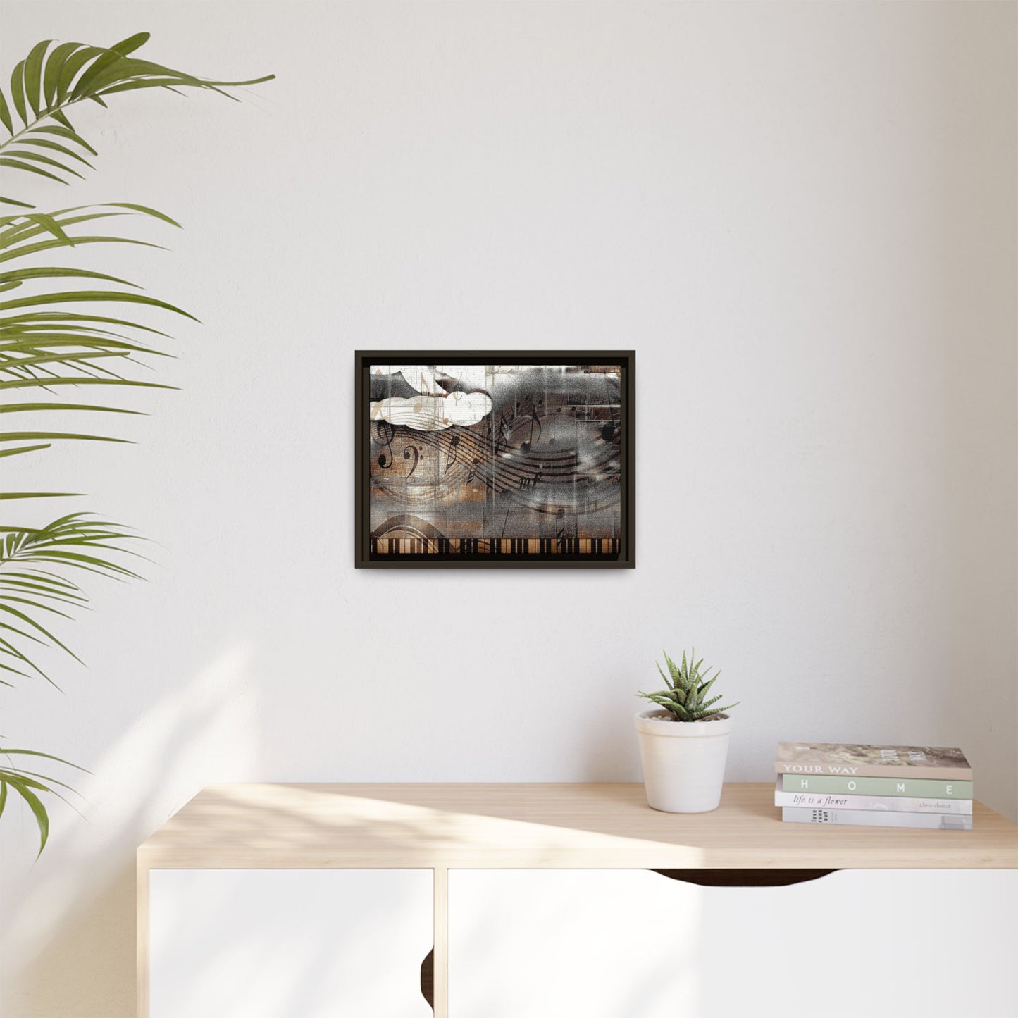Framed Music Notes Canvas Print — Abstract Vintage Piano & Sheet Music Wall Art