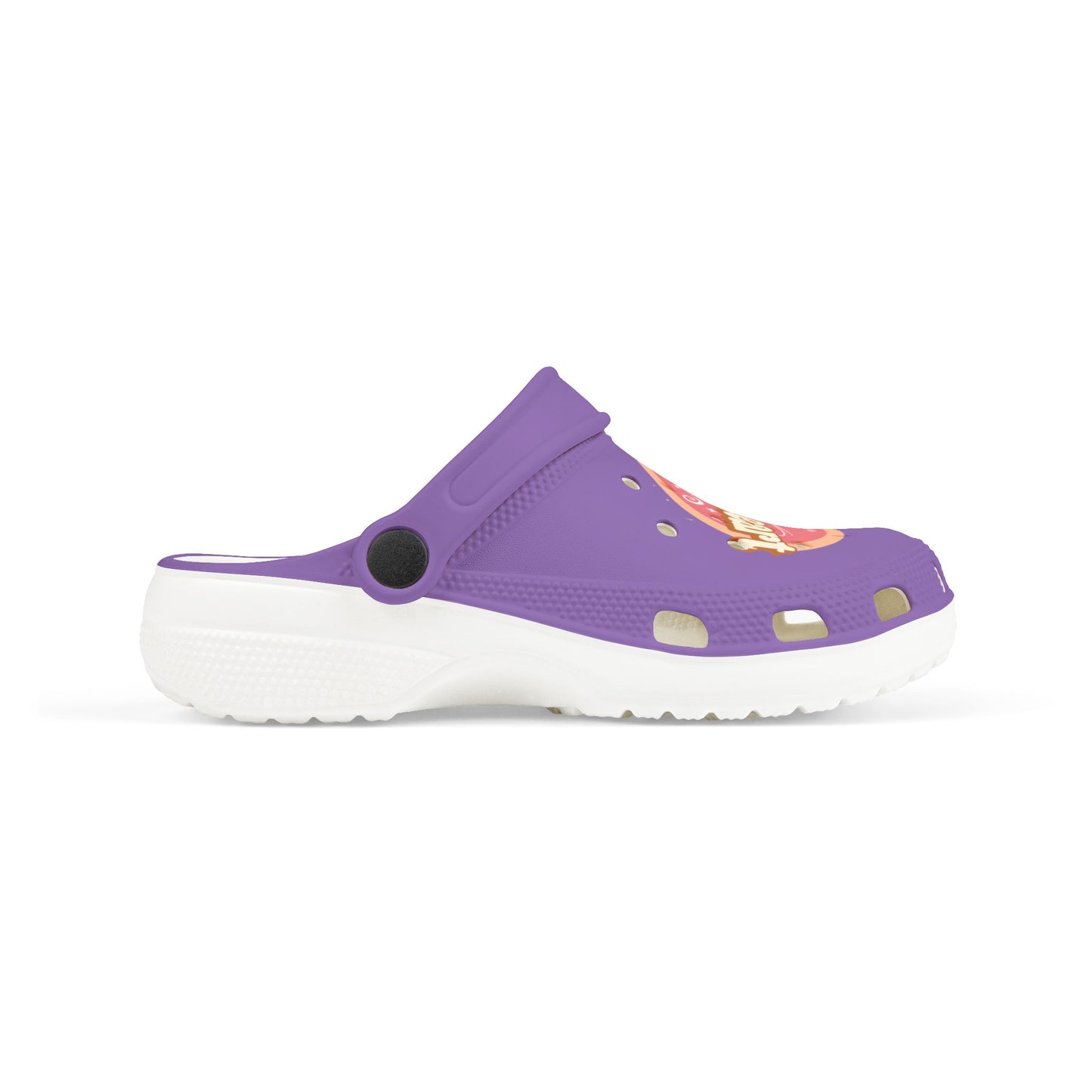 Kids Purple "Sweetheart" Foam Clogs — Cute Heart Graphic Slip-On Shoes