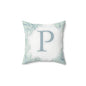 Monogram P Floral Border Pillow — Personalized Letter Accent Cushion
